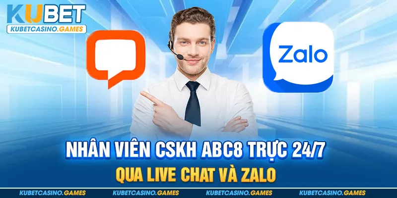 Nhân viên CSKH ABC8 trực 24/7 qua live chat và Zalo